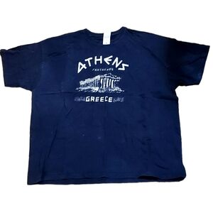 Athens Greece Shirt Tshirt Blue Xxl Men dimensions pit-pit 25", shoulder-cuff 7"